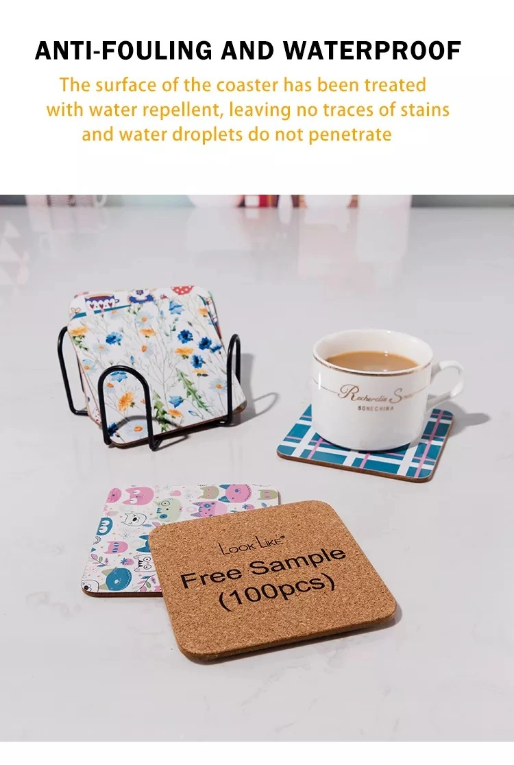 DIY Custom Wholesale Water Absorbent Tea Cup Coasters Set Sublimation Blanks Coaster Table MDF Wood Coasters for Drink Coffee