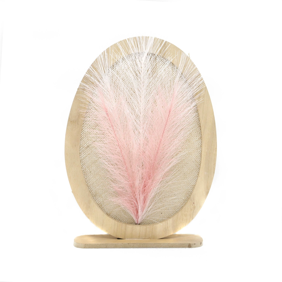 Wholesale Artificial Pampas Grass Wooden Ornaments Easter Decoration Egg-Shaped Wooden Ornaments Home Decoration Ornaments