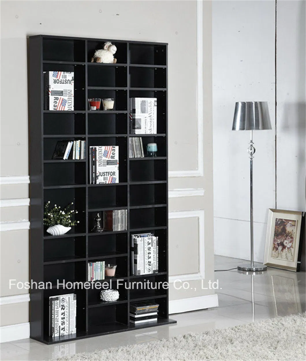 Scaffali da parete per supporti multimediali in legno, scaffali per CD