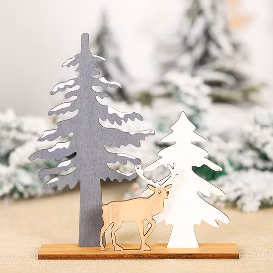 Decorazioni natalizie 2022 Candeliere con renna Decorazione del giorno di Natale Decorazione natalizia in legno dipinta a mano