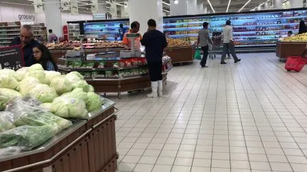 Scaffale da muro per verdure da supermercato in legno